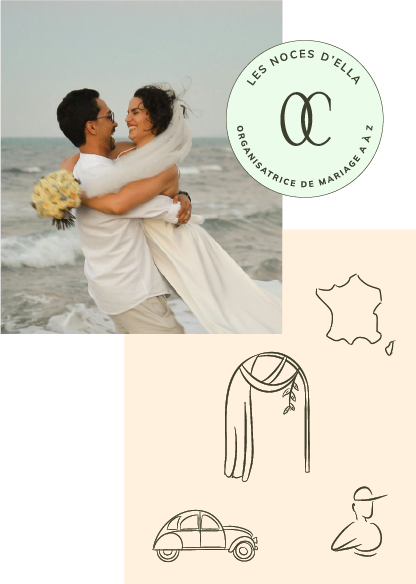 Photographie de mariage et pictogramme pour l'identité visuelle d'une Wedding Planner